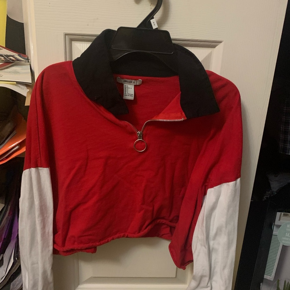 Forever 21 cropped quarter zip